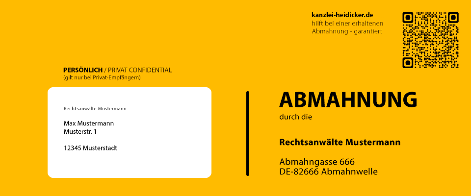Aktuell erhaltene Abmahnungen unserer Mandanten